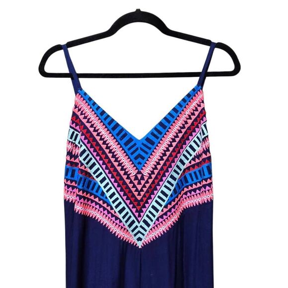 Mara Hoffman Navy Embroidered Maxi Tank Dress - Picture 3 of 6